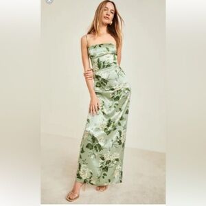 Reformation Frankie silk dress in Tea Garden - BRAND NEW W/ TAGS